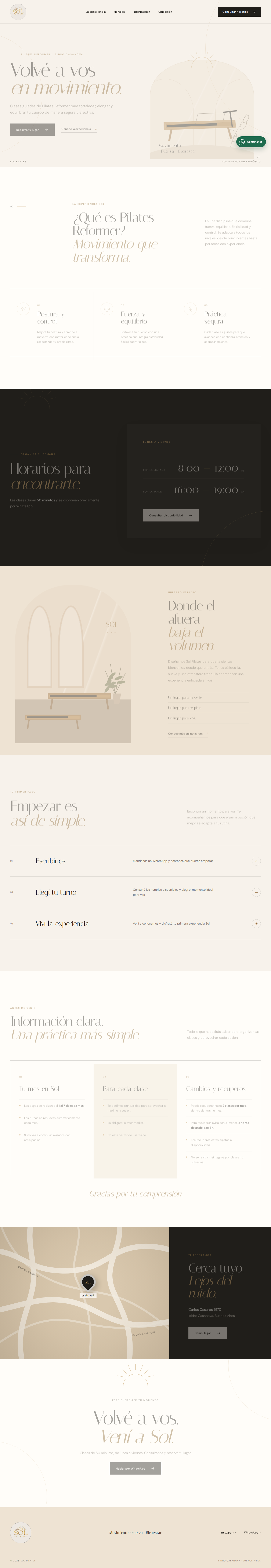 Landing page de Sol Pilates